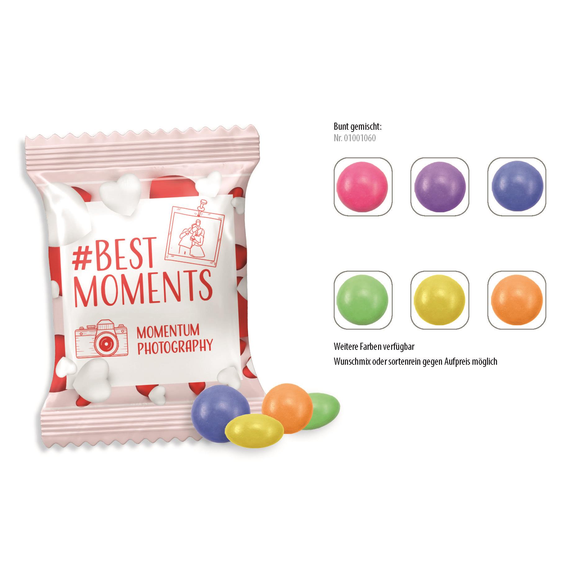 Mini-Schokolinsen Werbetüte,   10 g, Inhalt: Schokolinsen Mini