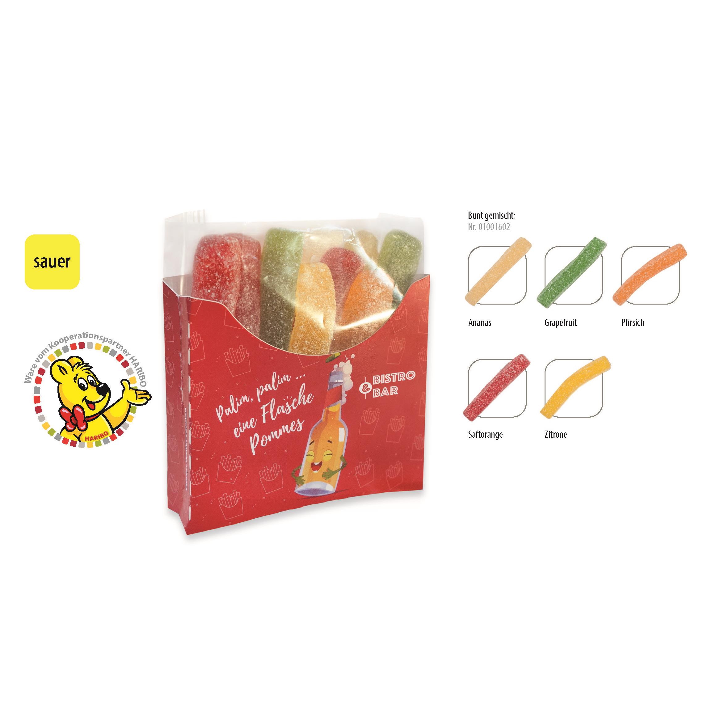 HARIBO Saure Pommes Tüte in Werbebox,   50 g, Inhalt: HARIBO Saure Pommes