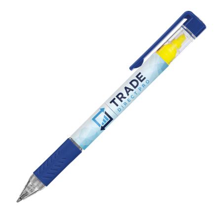 DELOS Kugelschreiber Bright und gelbe Textmarker mit 4c-Druck all-over