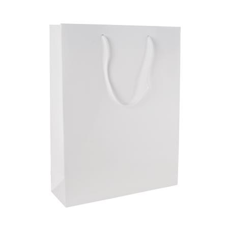 Glanz-laminierte Papiertasche weiß 220x100x275 mm