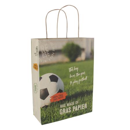 Tasche aus Graspapier, 50% baumfrei 120 gsm, 240x90x320 mm.