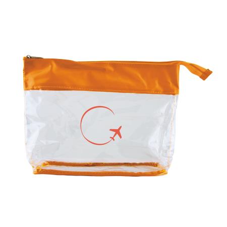Kulturtasche transparent mit farbiger Biese