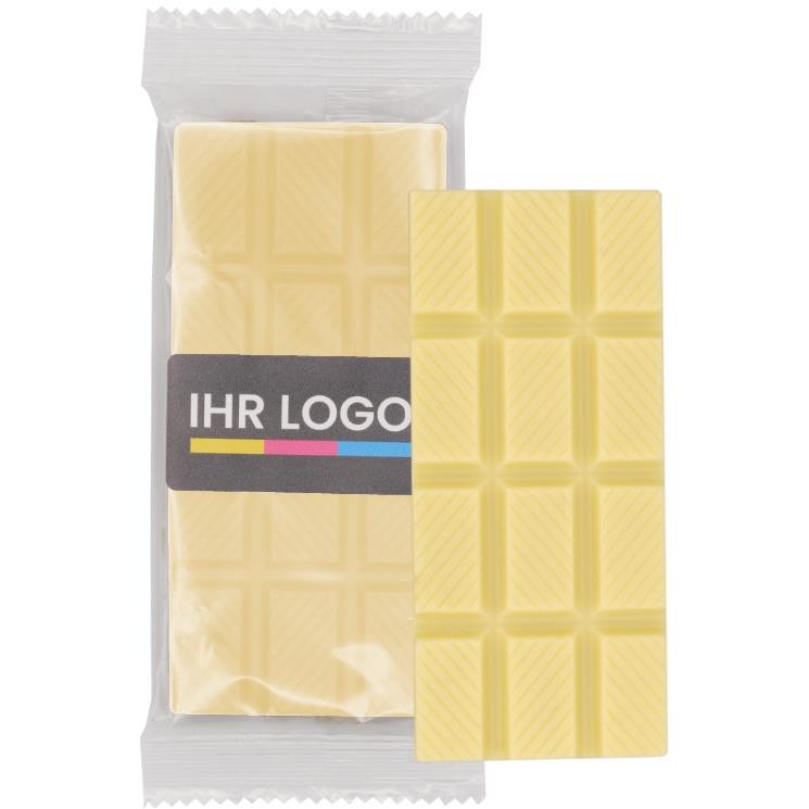 Schokoladentafel 50gr. Weiß mit Aufkleber