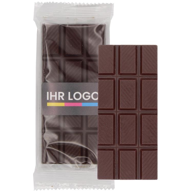 Schokoladentafel 50gr. Zartbitter mit Aufkleber