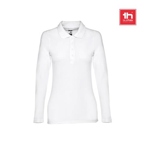 THC BERN WOMEN WH. Langärmeliges Poloshirt für Damen aus kardierter Baumwolle