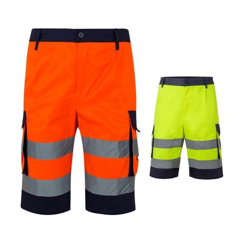 VL HADES. Zweifarbige Bermudashorts mit mehreren Taschen (210 g/m²), aus Baumwolle (20%) und Polyester (80%)