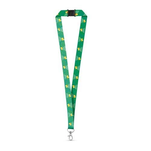 DOVER. SET Lanyard SUBLIMATION Long II (20 mm) aus recyceltem Polyester (100% rPET) mit 20 mm Schnappkarabiner und Sicherheitsverschluss