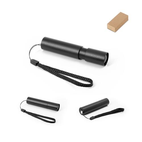 BRUCE. Wiederaufladbare Taschenlampe aus recyceltem Aluminium (100 % rAL) mit 30 mm ausziehbarer Spitze