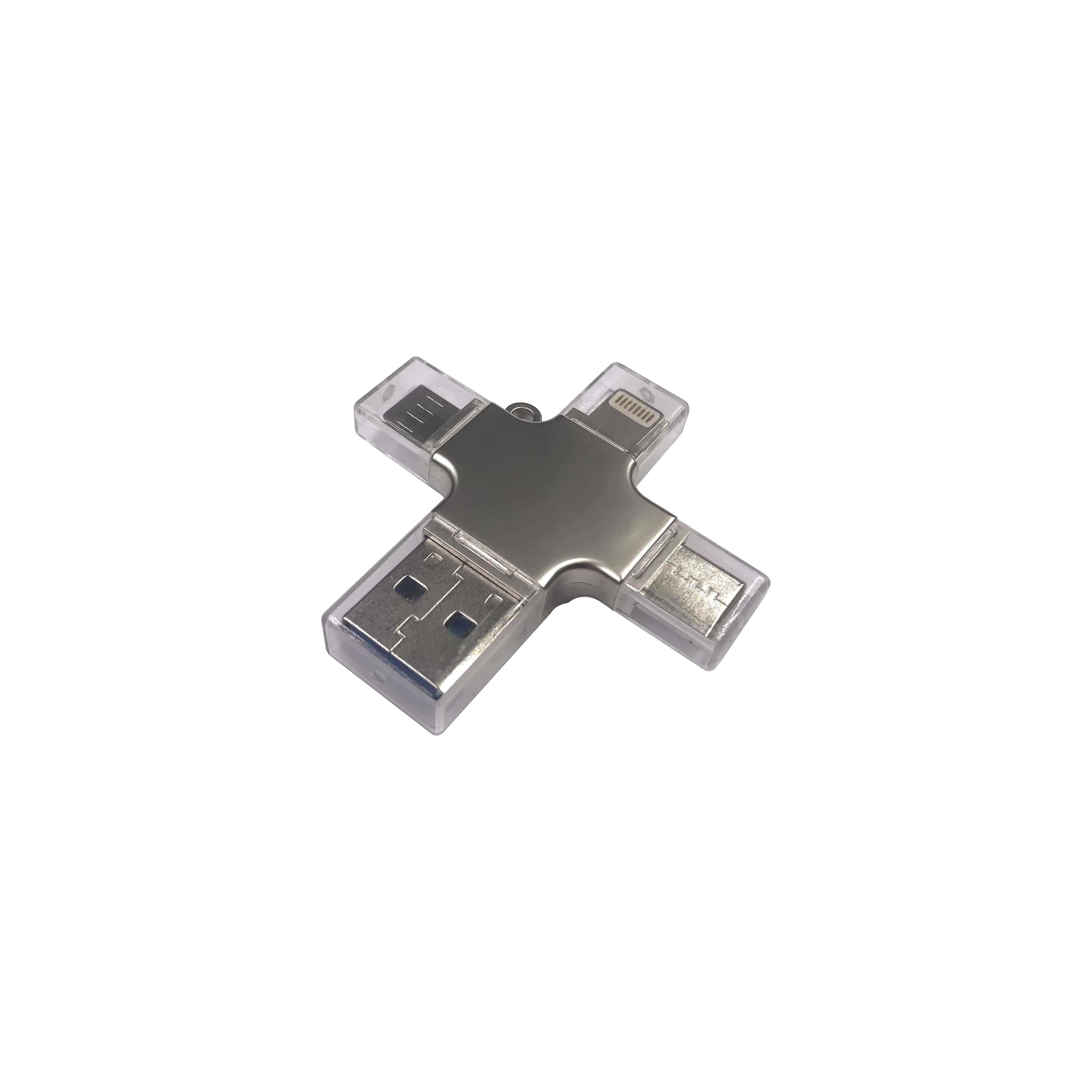 USB-Stick OTG F93 4 in 1 USB 3.0 COB   8 GB Silber