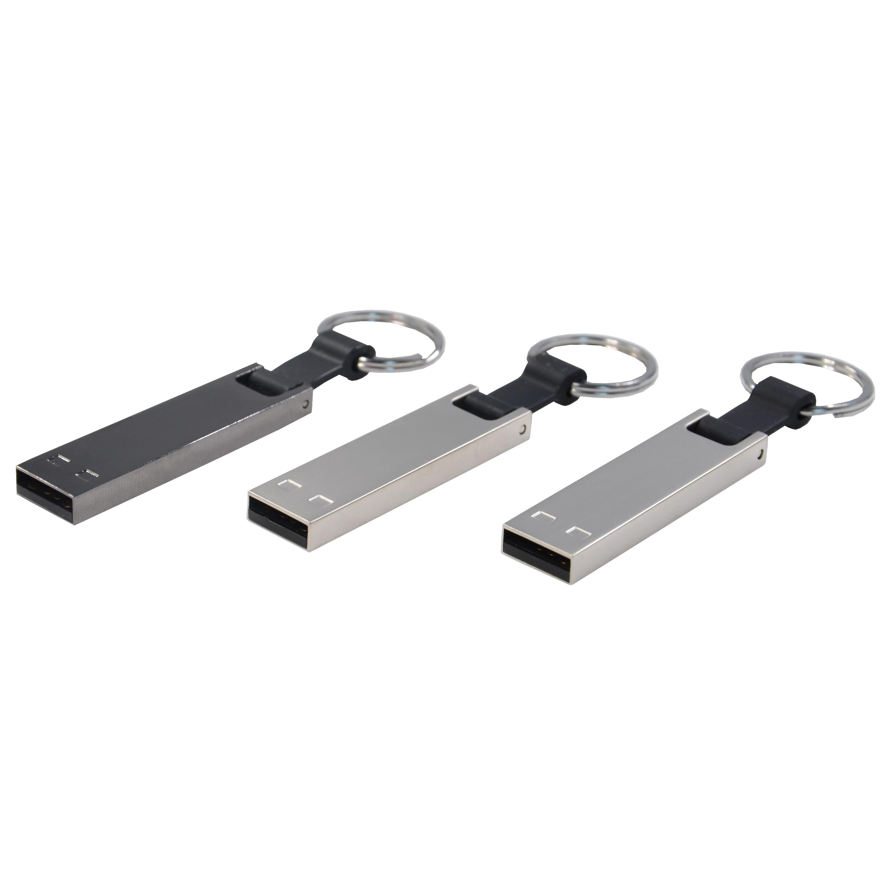 Modell Mini 070 USB 2.0 COB   4 GB Silber-Chrom (glänzend), Silikonband Schwarz