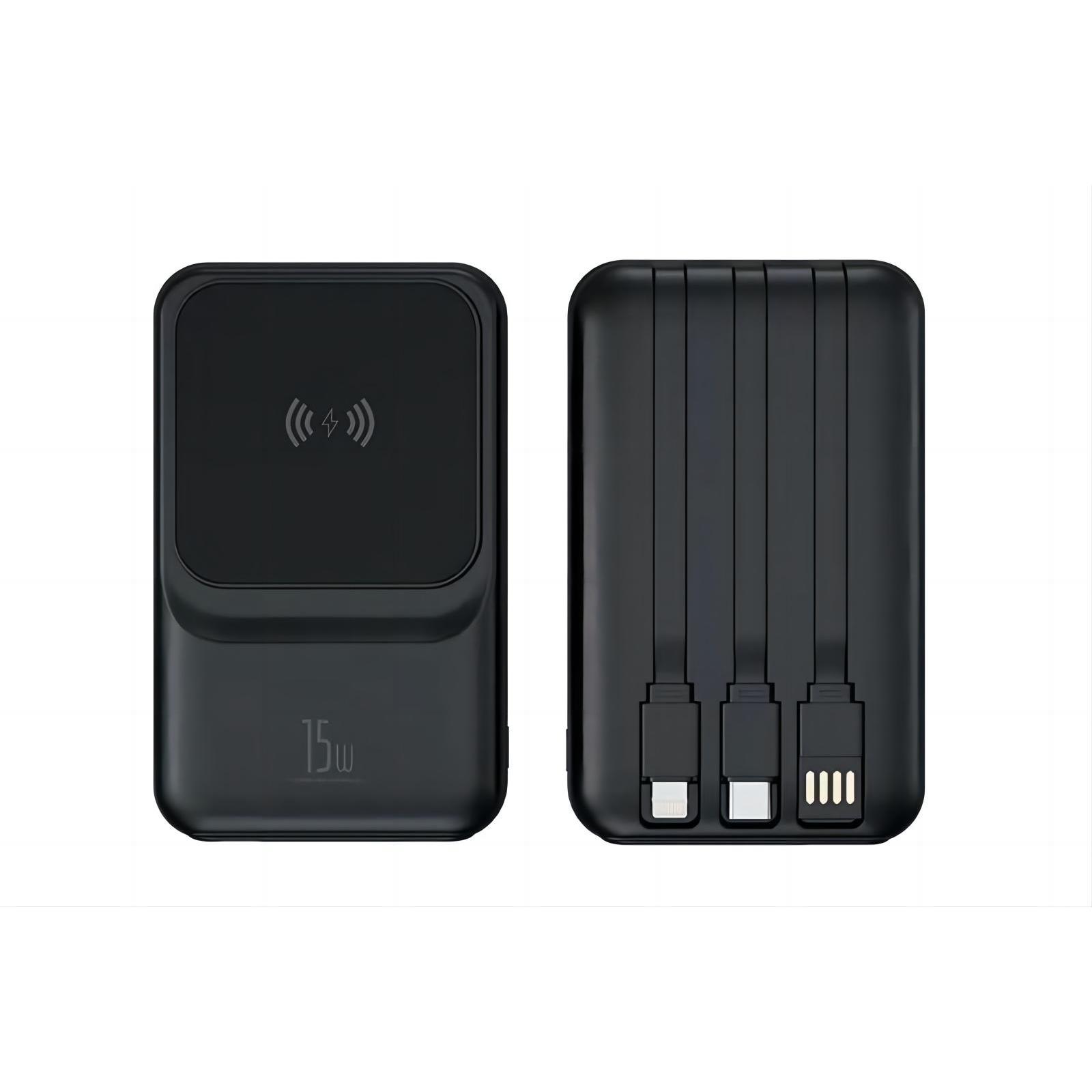 Magnetic Powerbank PB-73 QI Wireless Charging 15W und 10000 mAh Akku Schwarz