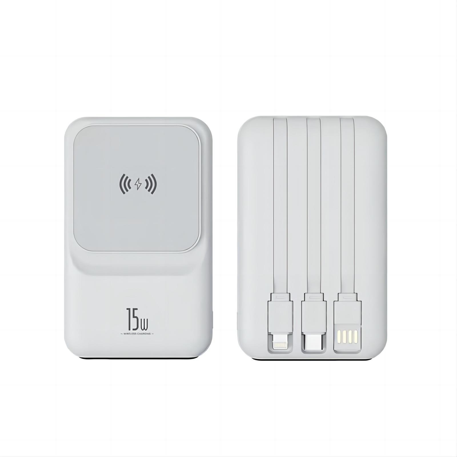 Magnetic Powerbank PB-73 QI Wireless Charging 15W und 10000 mAh Akku Weiß