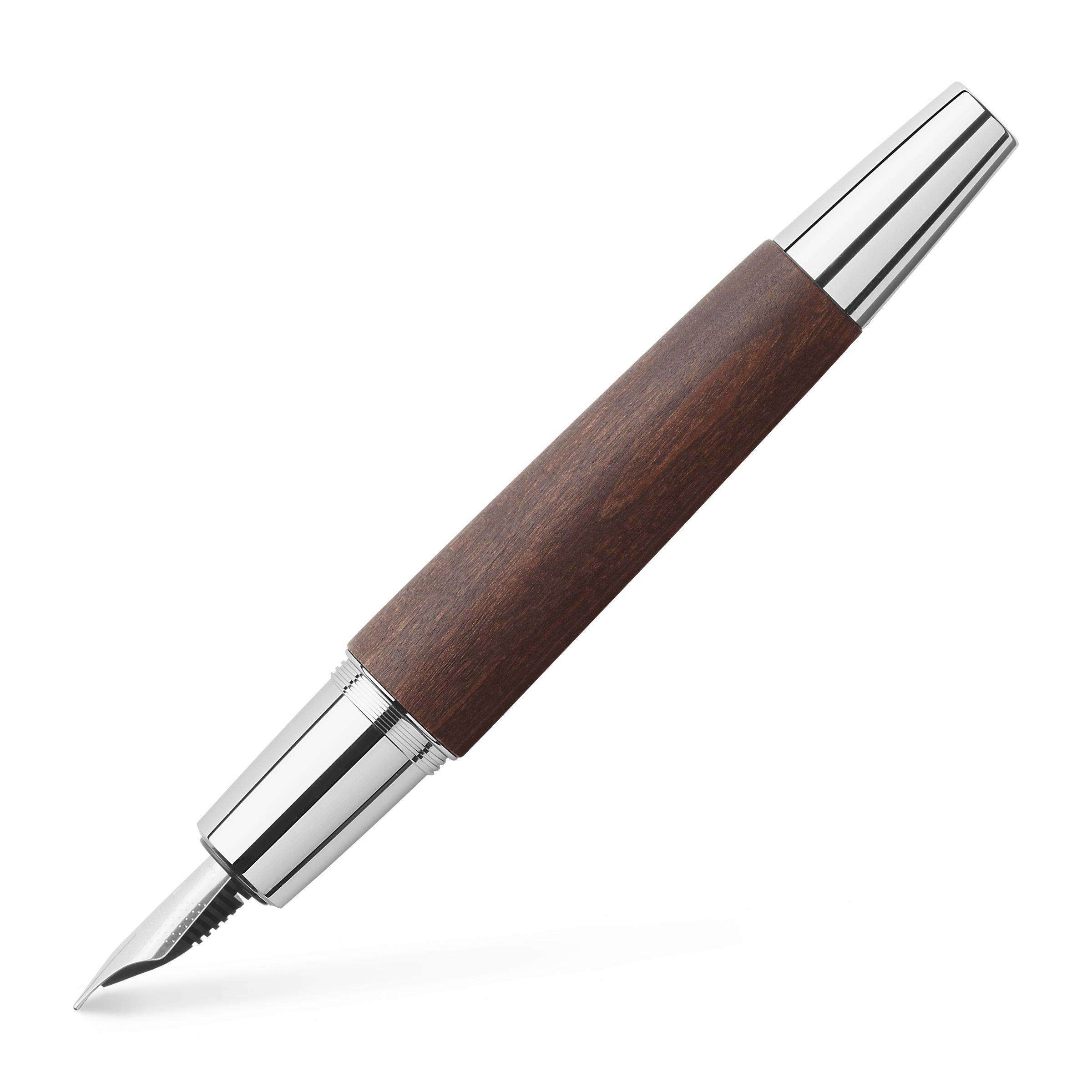 E-Motion Holz / Metall Birnbaum dunkelbraun Fuellfederhalter Faber-Castell