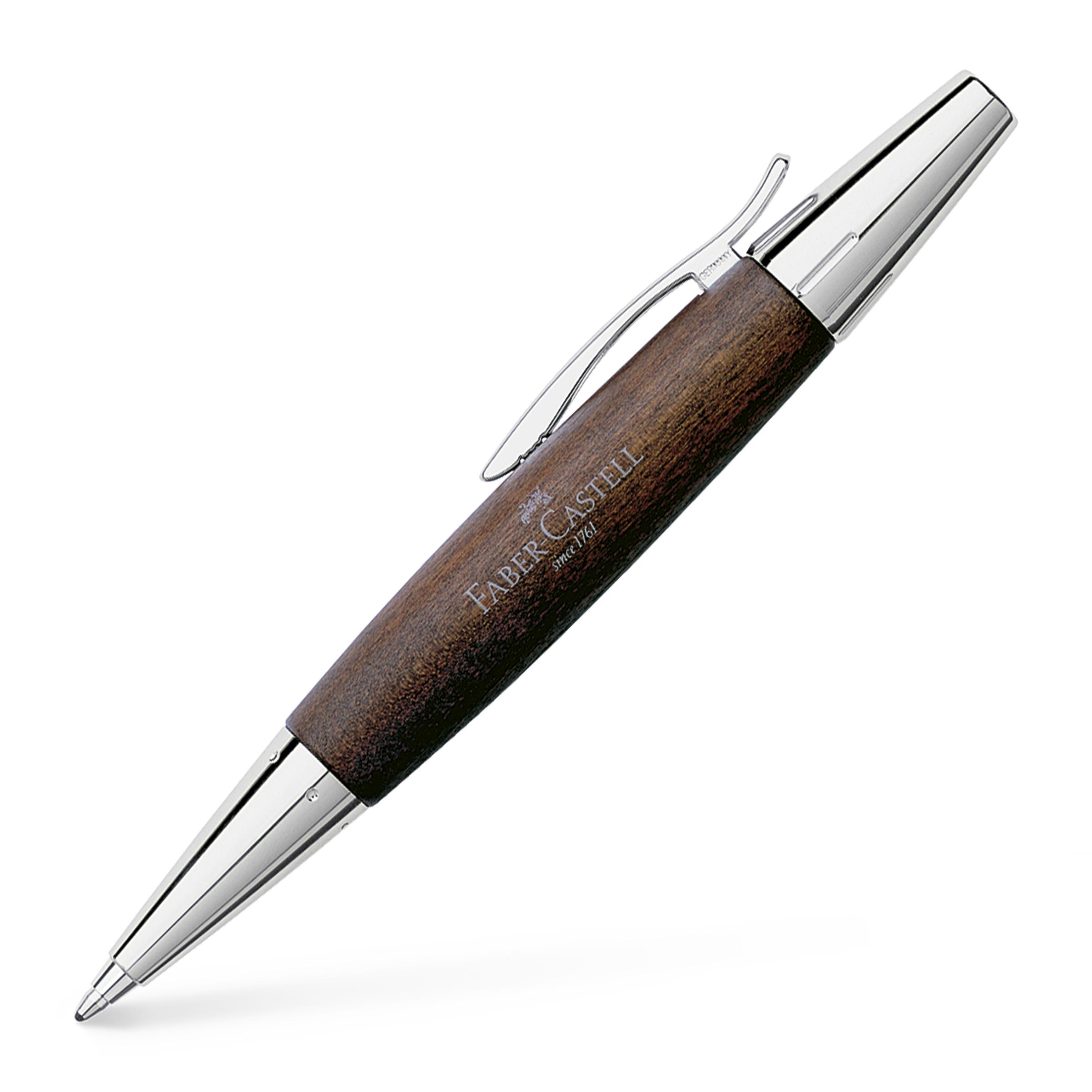 E-Motion Holz / Metall Birnbaum dunkelbraun Kugelschreiber Faber-Castell