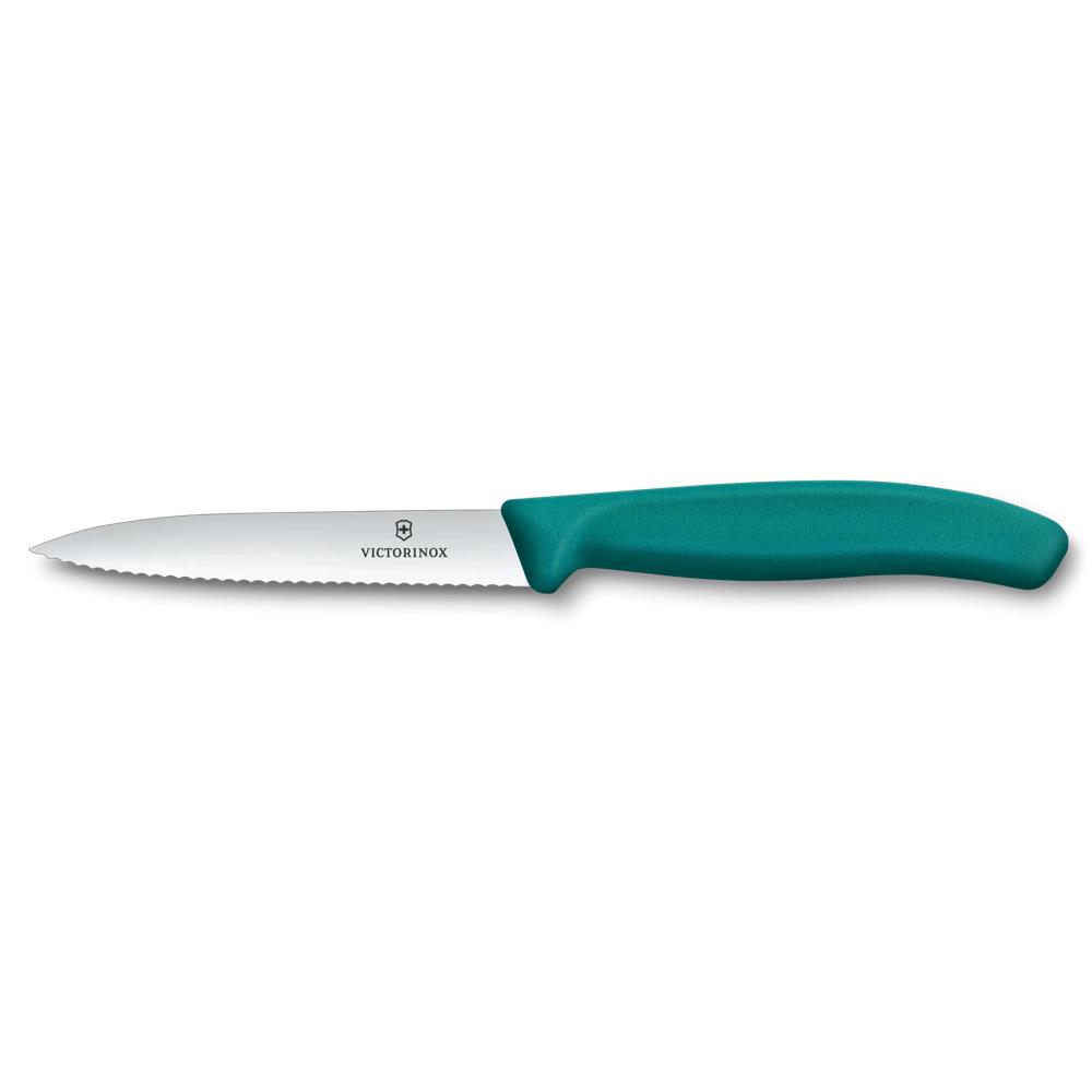 Swiss Classic, Gemüsemesser, 10cm, Wellen, Mittelspitz, grün