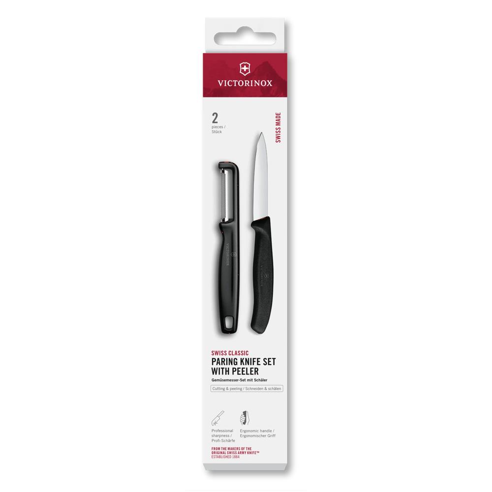 Swiss Classic, Gemüsemesser mit I-Schäler, 2tlg, schwarz, Box