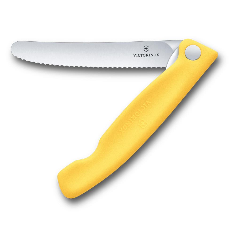 Swiss Classic, Picknick Messer, 11cm, Wellen, gelb, Box
