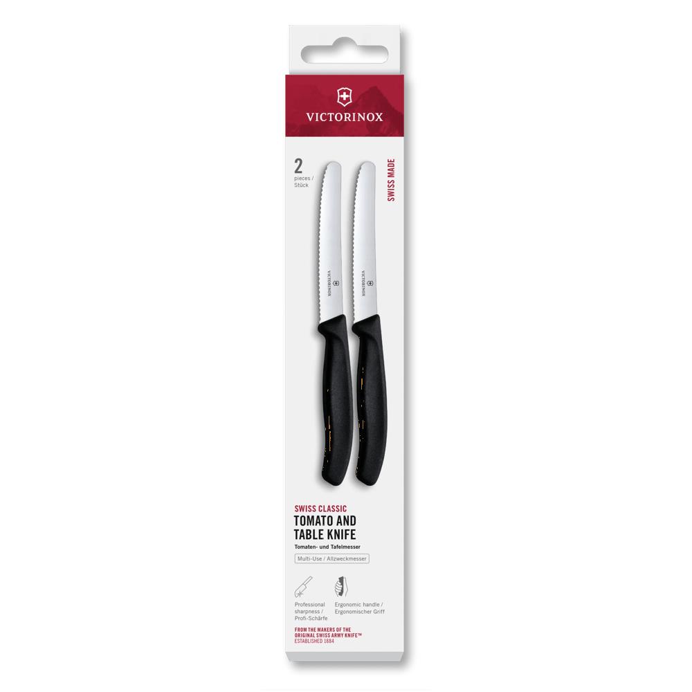 Swiss Classic, Tomaten & Tafelmesser,2tlg,11cm,Wellen,schwarz,Box