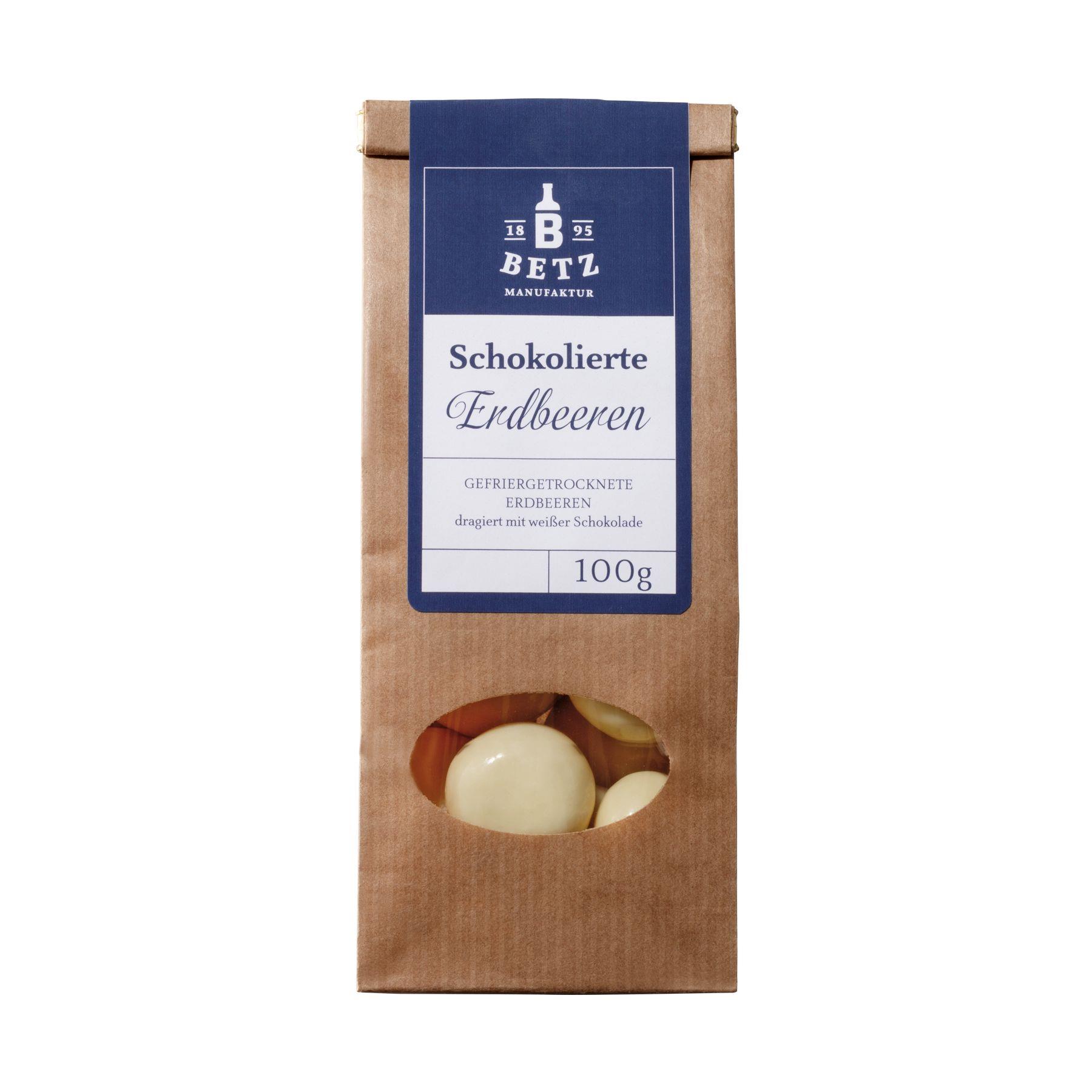 Schokolierte Erdbeeren, 80 g in Präsentkartonage