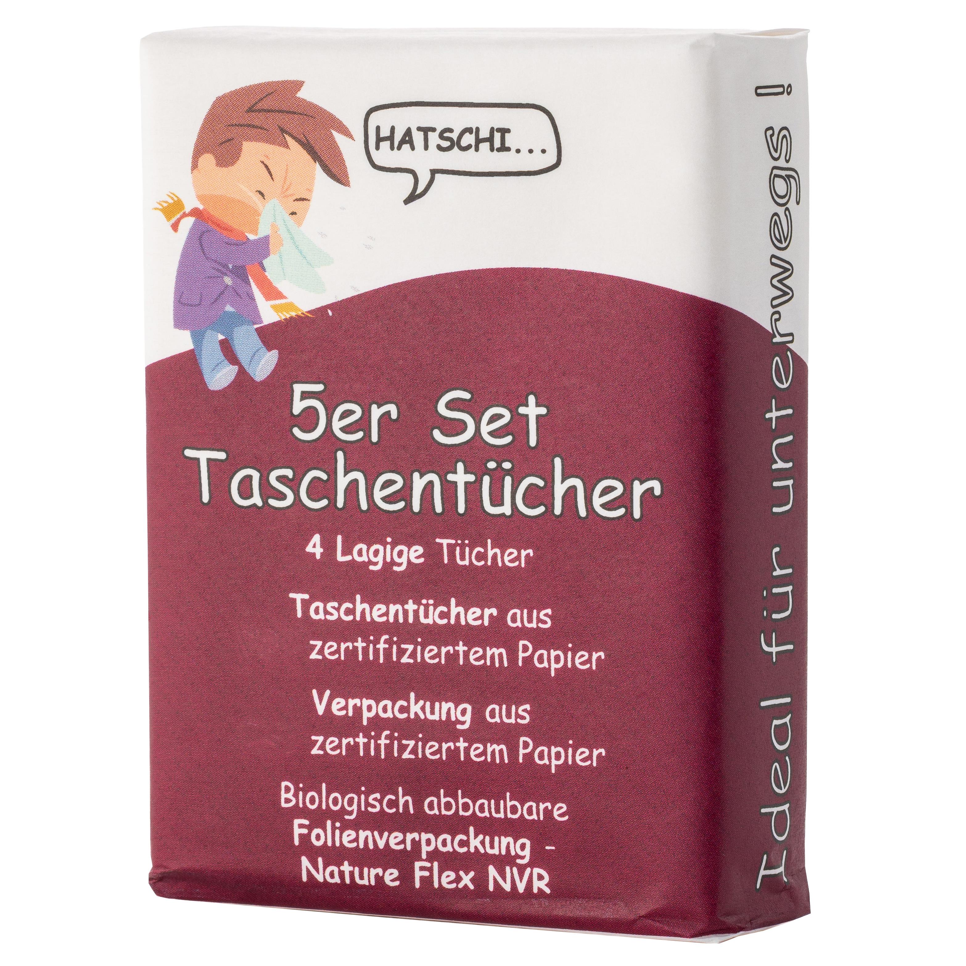 5er Set Taschentücher in Papierverpackung
