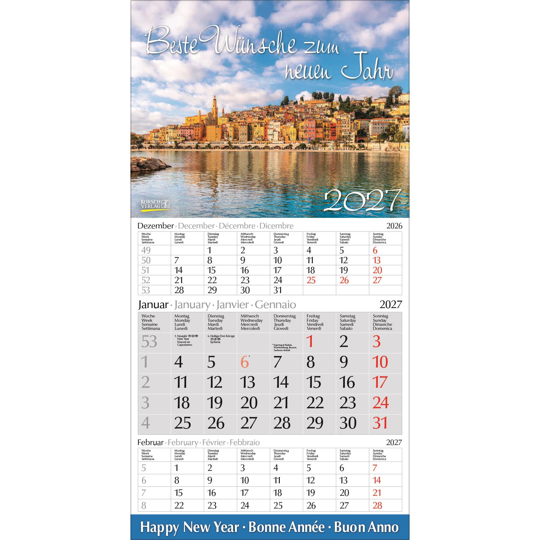 3-Monats-Fotokalender Europa